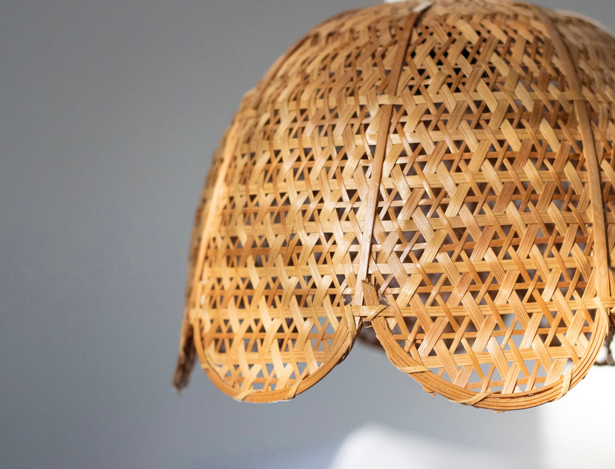 Vintage flower suspension in wicker rattan