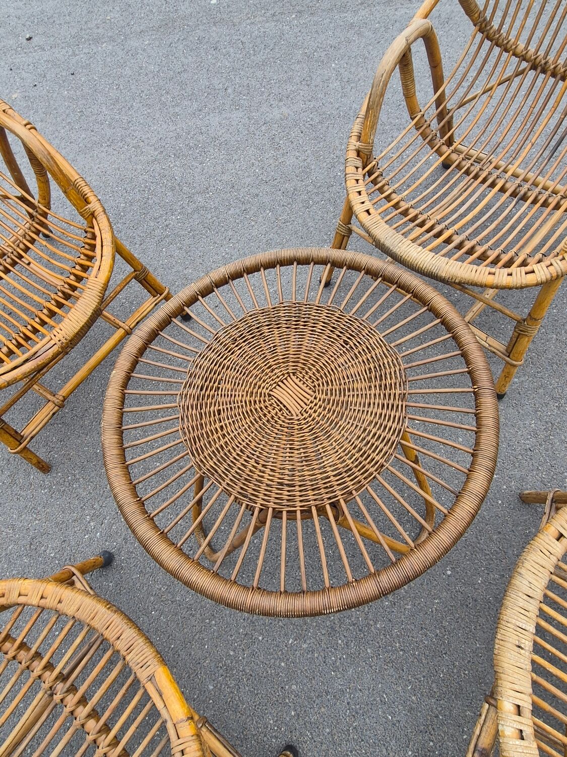 Vintage salon de jardin en rotin