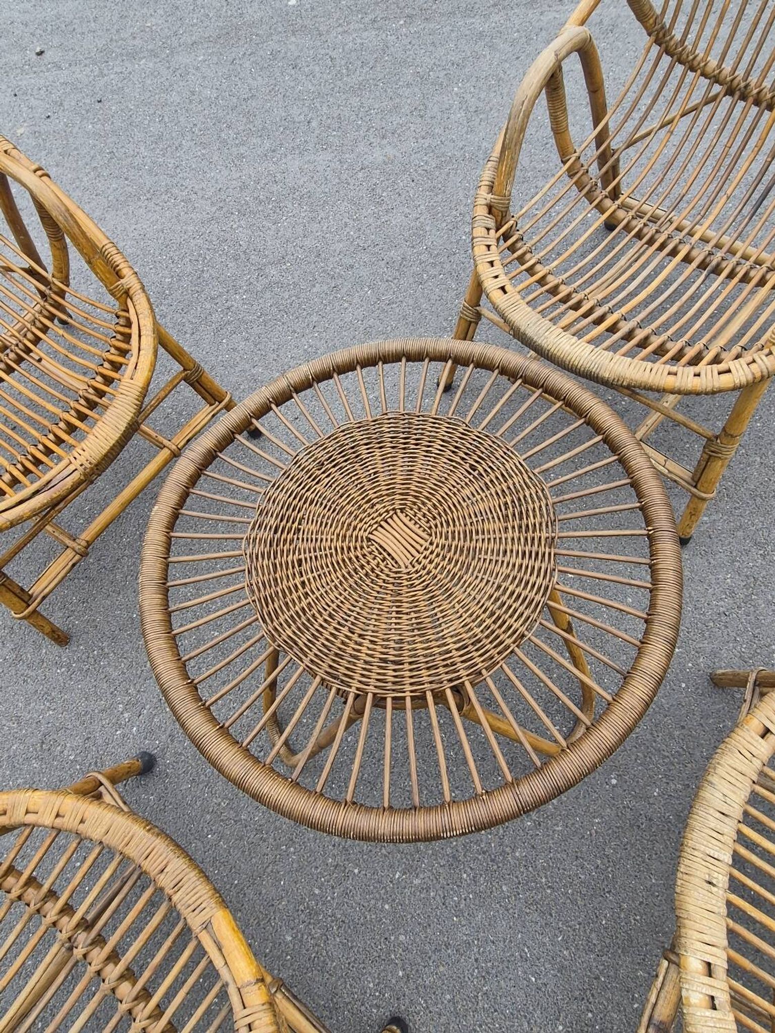 Vintage garden furniture in rattan