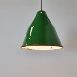 Small vintage industrial green enamel pendant lights, 1960s