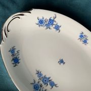 Limoges F.Legrand & Cie - Oval dish, art deco era in white porcelain, platinum nets,