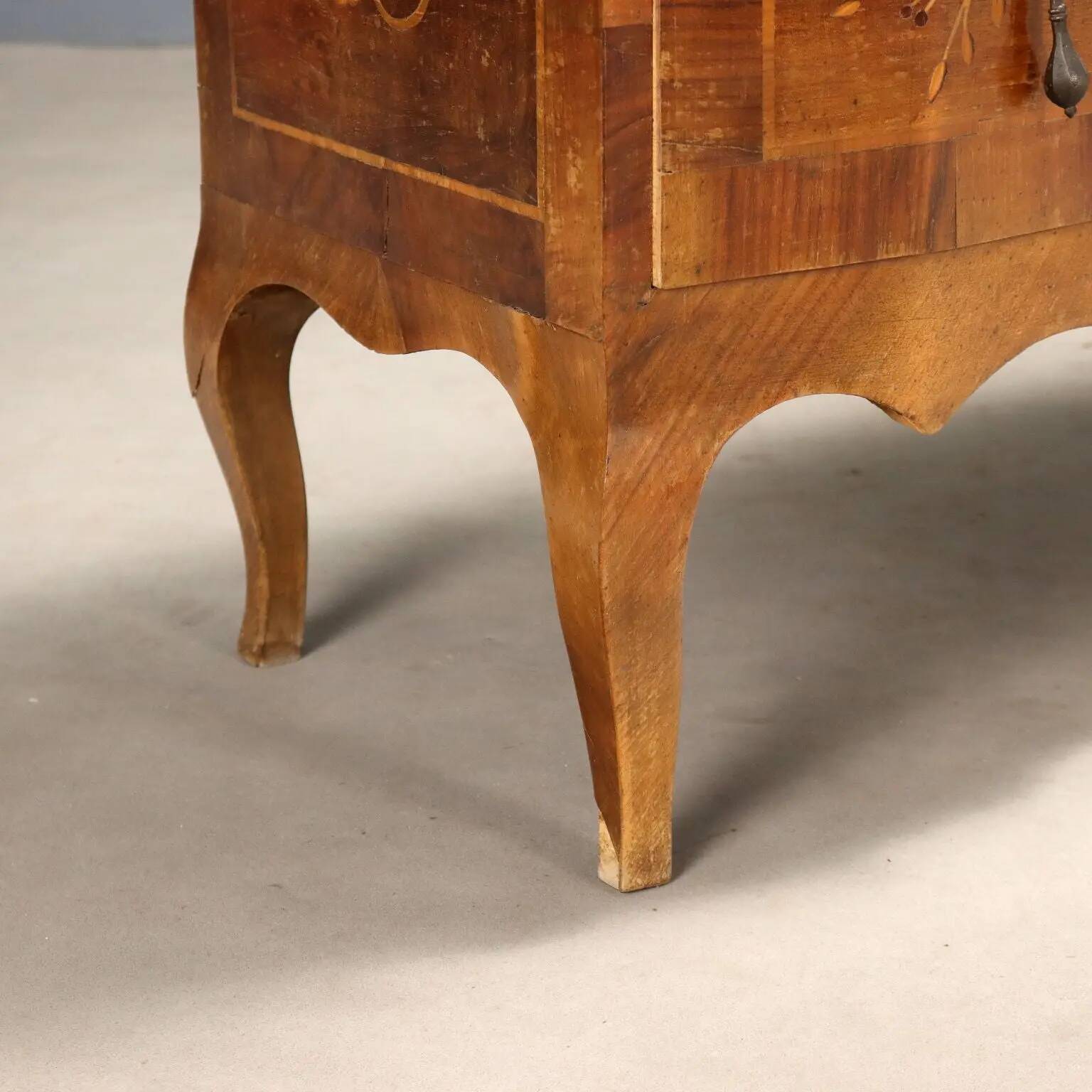 Antique walnut secretary cabinet with drop-down front, 2 drawers, Italy, 20th century.