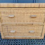 Chest of drawers rattan bamboo 2 drawers