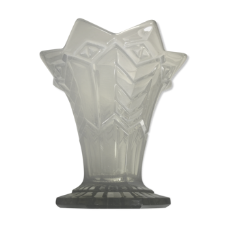 Vase ancien art deco verre moule fumé forme étoile années 30 vintage