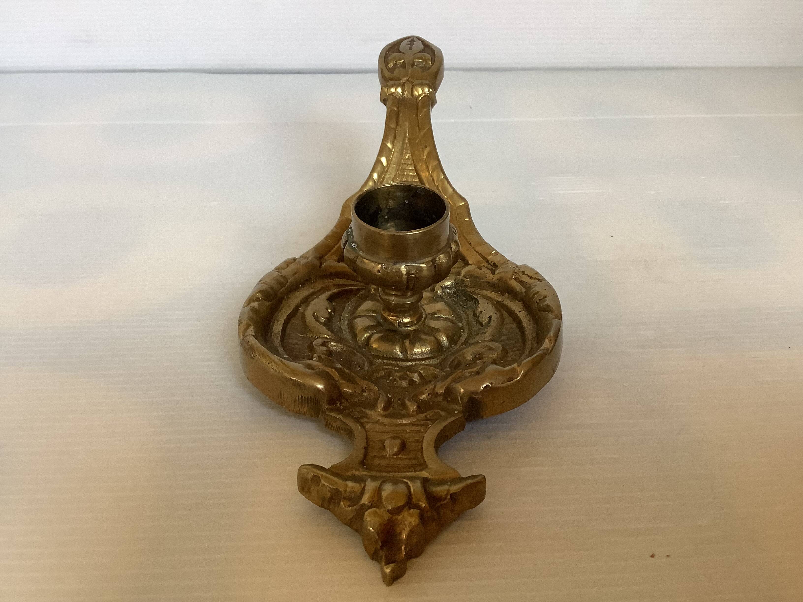 Cave rat brass candle holder