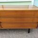 Vintage sideboard in wood, metal foot, 6 drawers