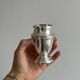 Silver metal duo, small vase and decorative pot