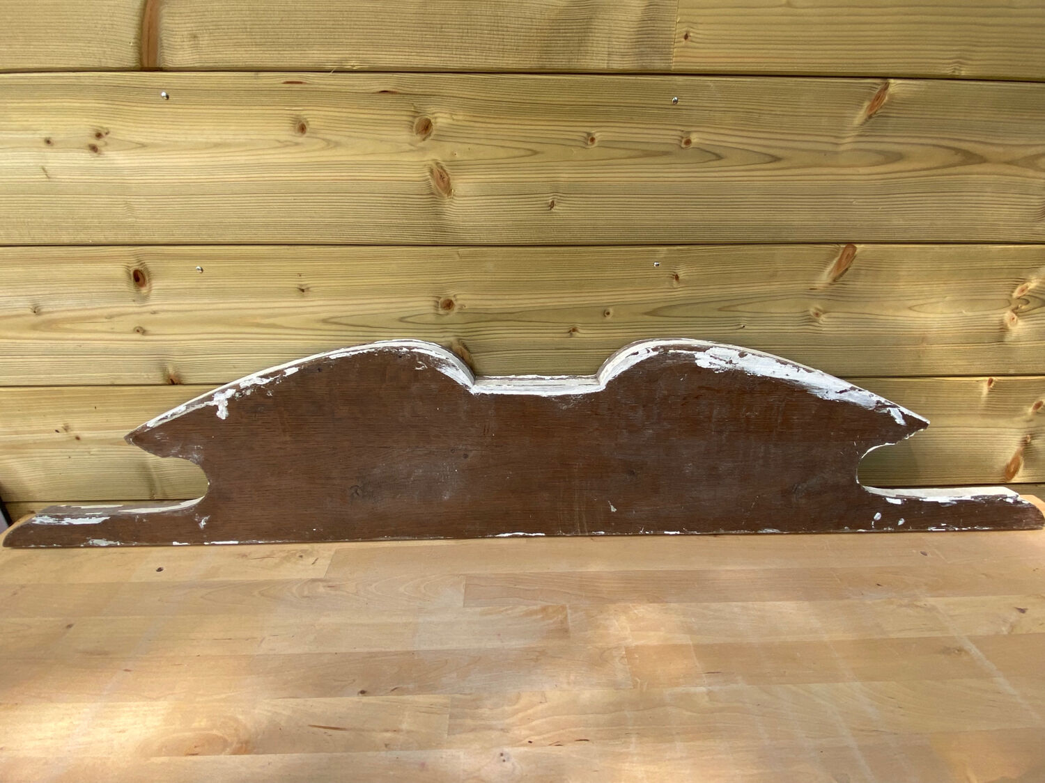 Patinated wooden pediment