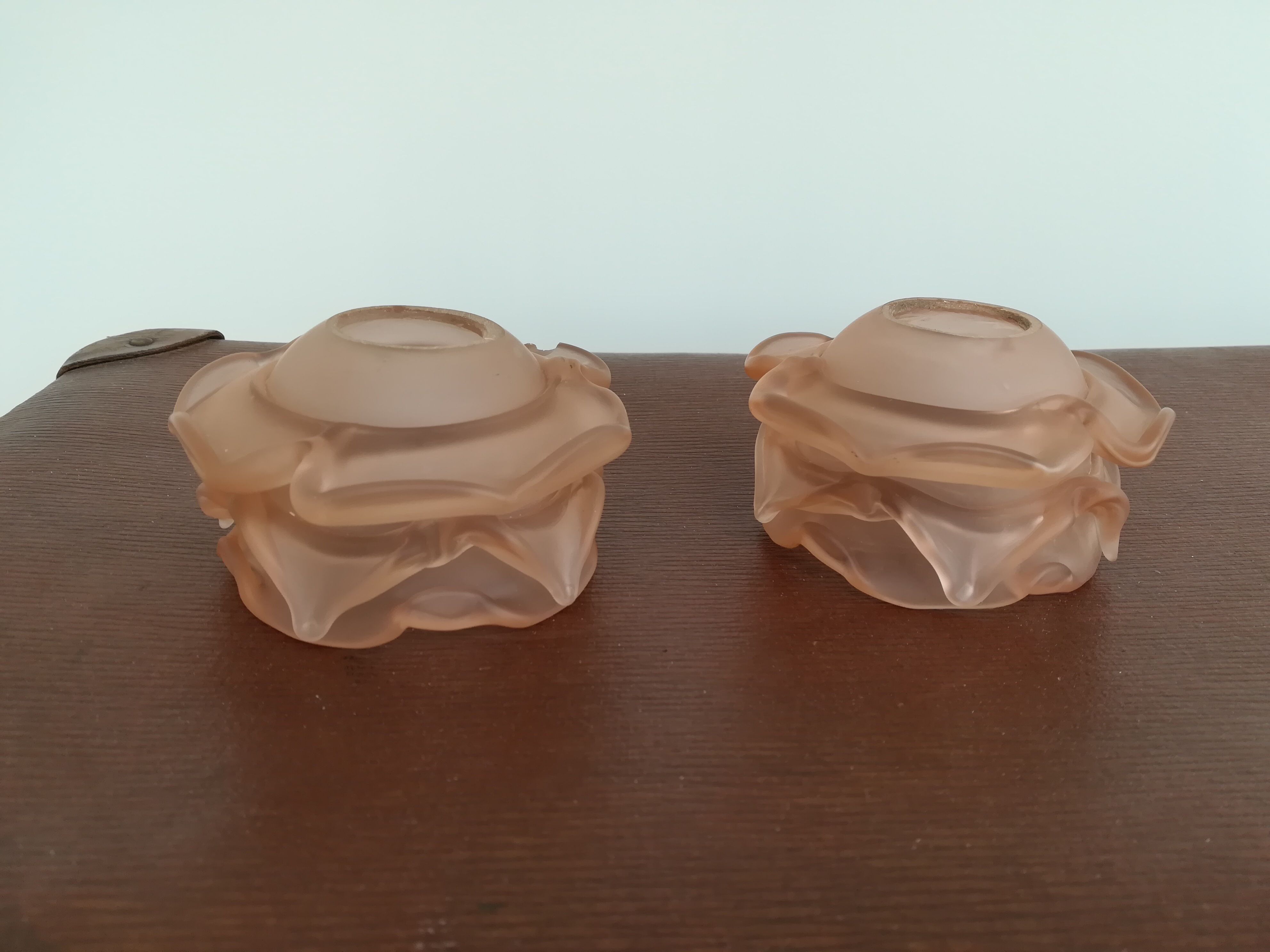 Lot de 2 tulipes en pâte de verre rose