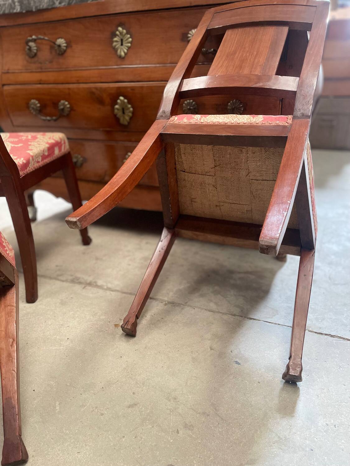 set of three antique Empire-style chairs.