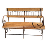 Oak wood and wrought iron garden bench