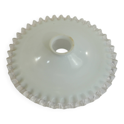 Abat-jour vintage en verre opalin blanc bord dentelé transparent – Globe de