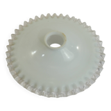 Vintage lampshade in white opaline glass with a transparent serrated edge – Globe