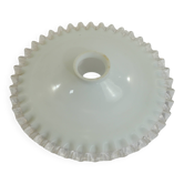 Vintage lampshade in white opaline glass with a transparent serrated edge – Globe