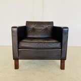 Vintage retro Danish club chair in brown leather by Erik Jørgensen