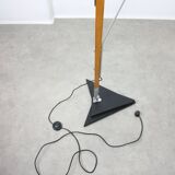 Mid-century italian aluminum & wood floor lamp with reflector