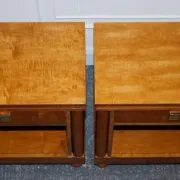 White Genesis Biedermeier Style Bedside Tables by American Hickory, Set of 2
