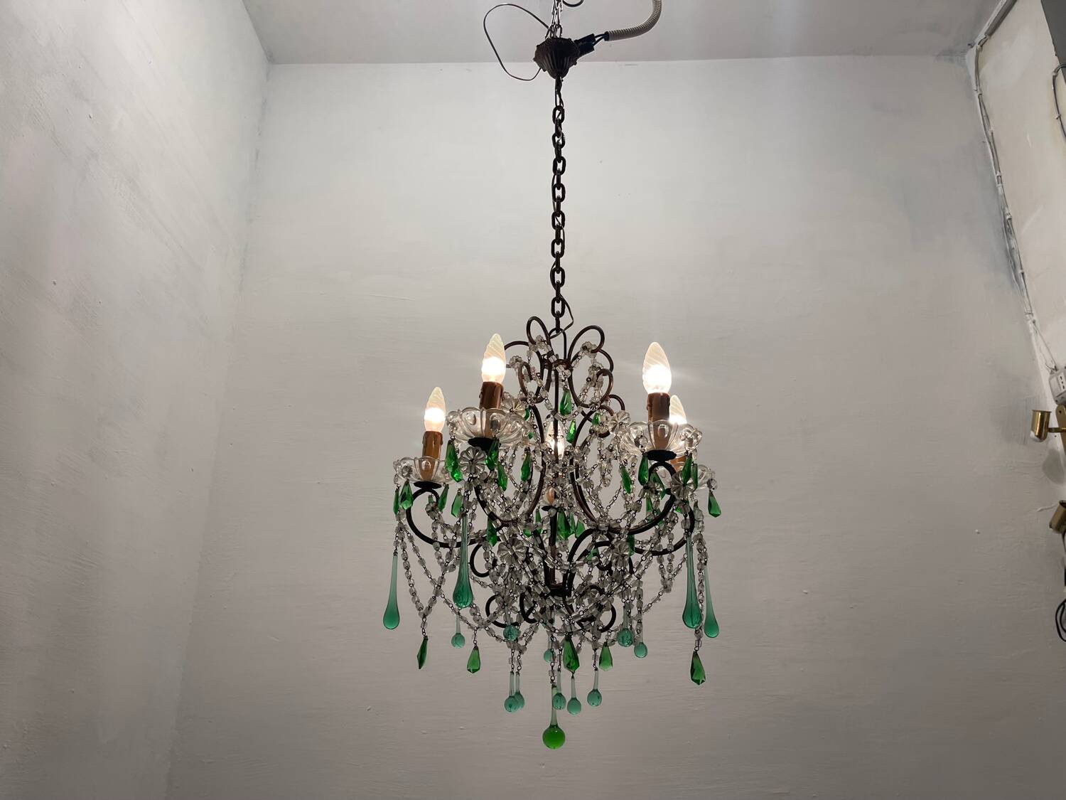 Green Murano Macaroni Chandelier 1950’s