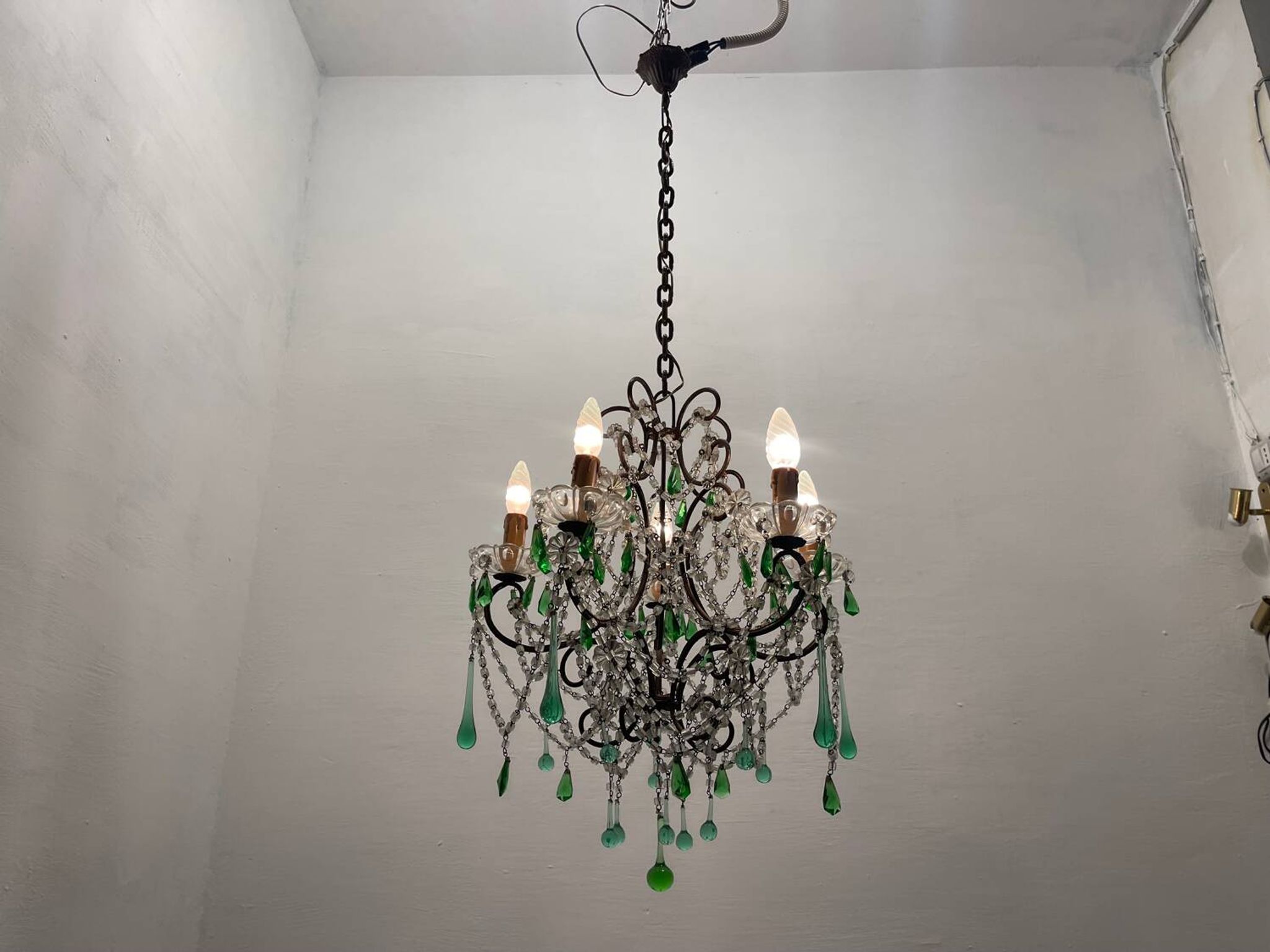 Green Murano Macaroni Chandelier 1950’s