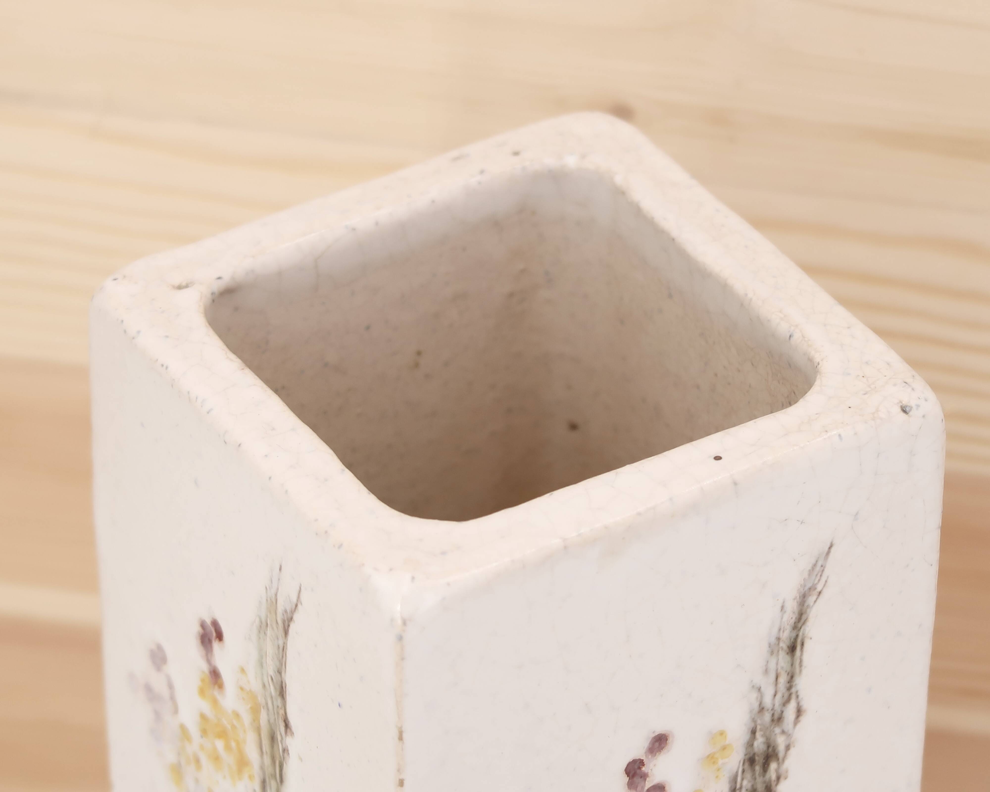 White ceramic herbarium vase by Raymonde Leduc, Vallauris, 1960s