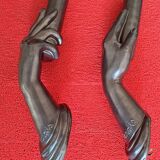 Pair of sculptural ceramic wall lights by Jean Marais