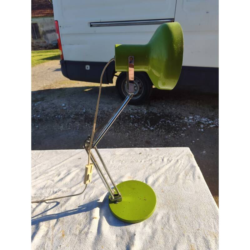 Lampe vintage métal vert et chrome