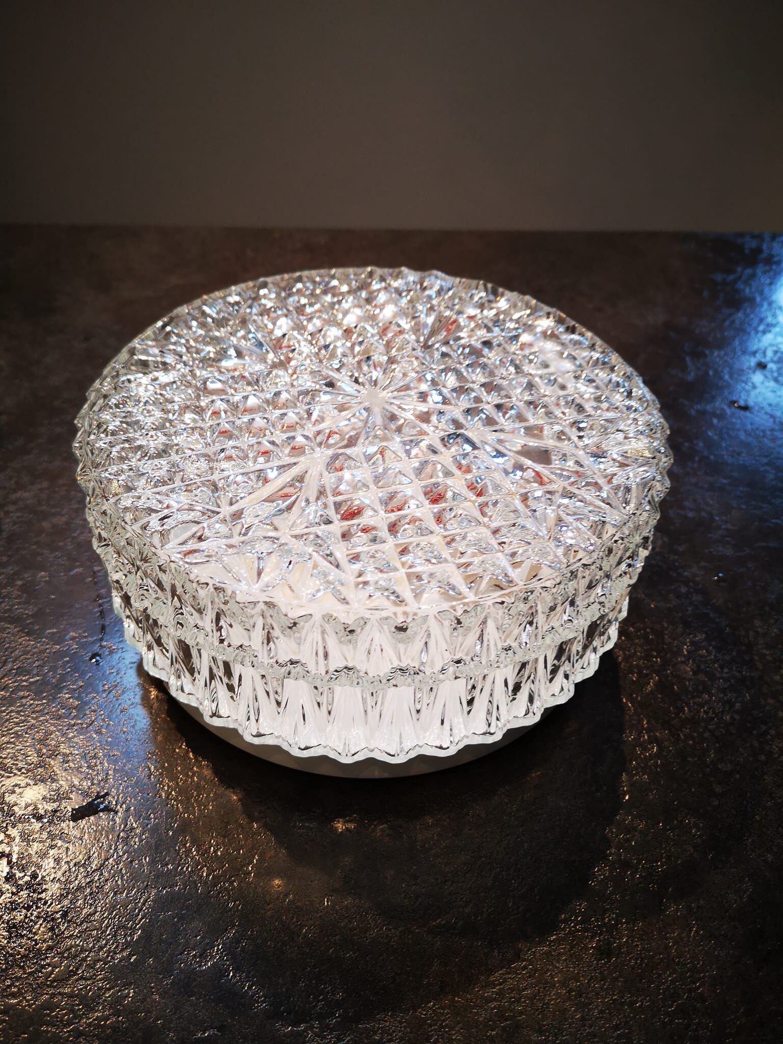 Vintage old glass ceiling lamp 1960/70 Ø 19.5 cm