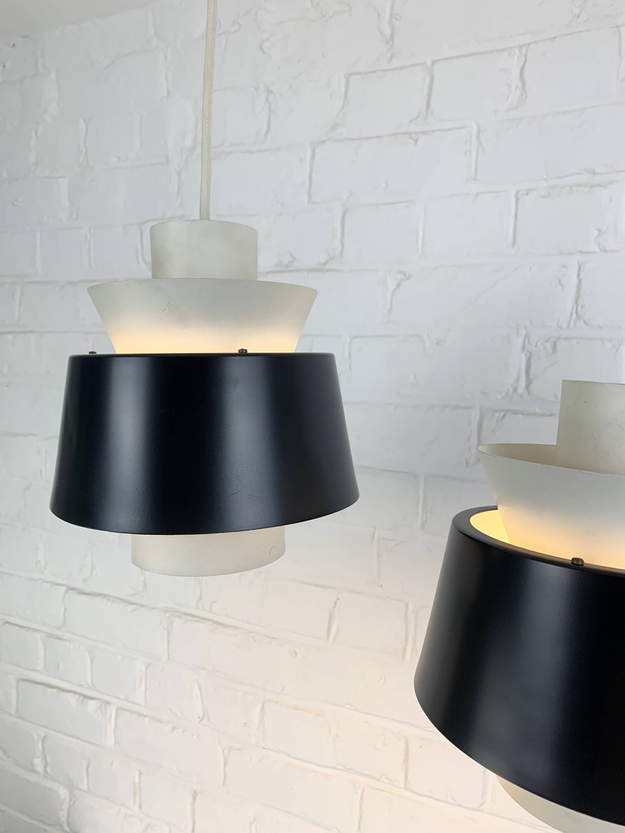 Pair of Tivoli Jørn Utzon pendant lights for Nordisk Solar Denmark, 1950-60s