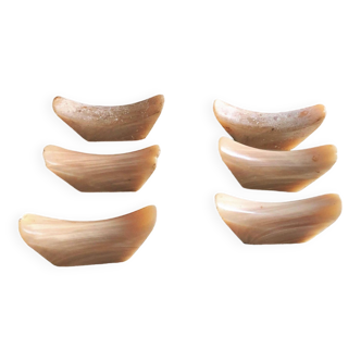 Set of six knife holders in marbled onyx stone.