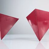 Geometric Red Metal Wall Sconces, 1970s