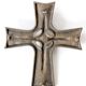 Vintage brutalist bronze crucifix, religious art from the 1950s