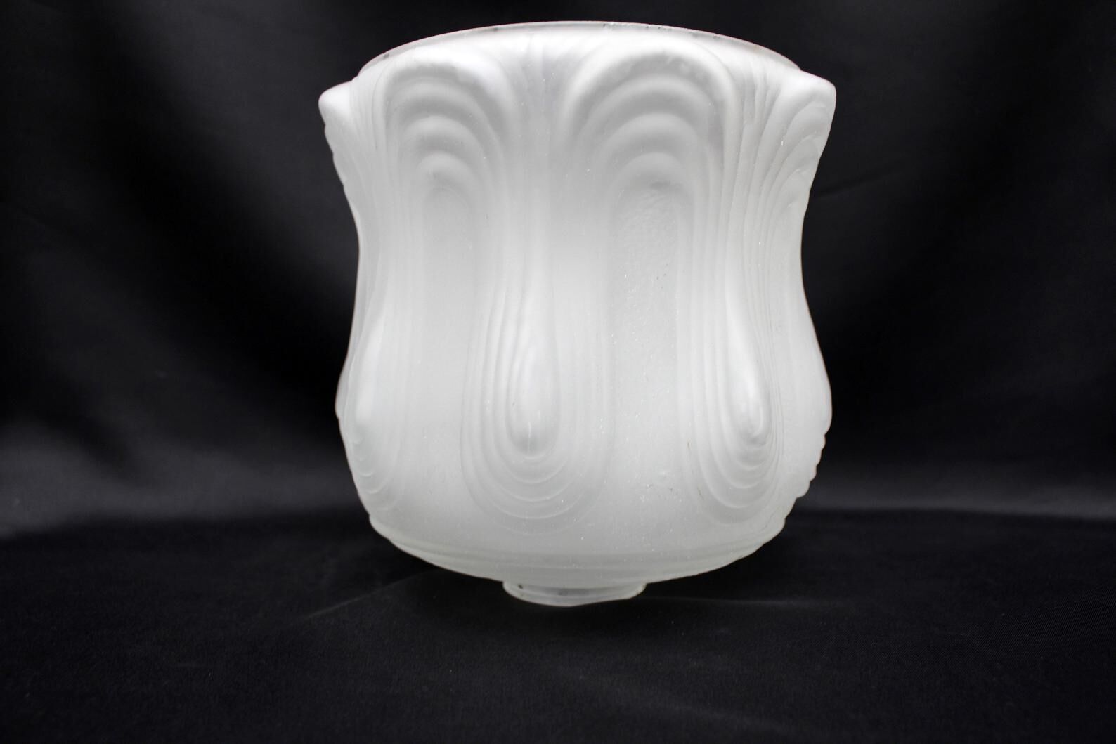 Art deco, vintage frosted white glass globe, swirl design light shade