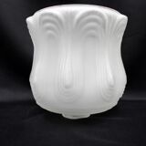 Art deco, vintage frosted white glass globe, swirl design light shade