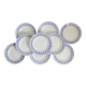 Ensemble de 9 assiettes plates, saint Amand, Bleuets, terre de fer