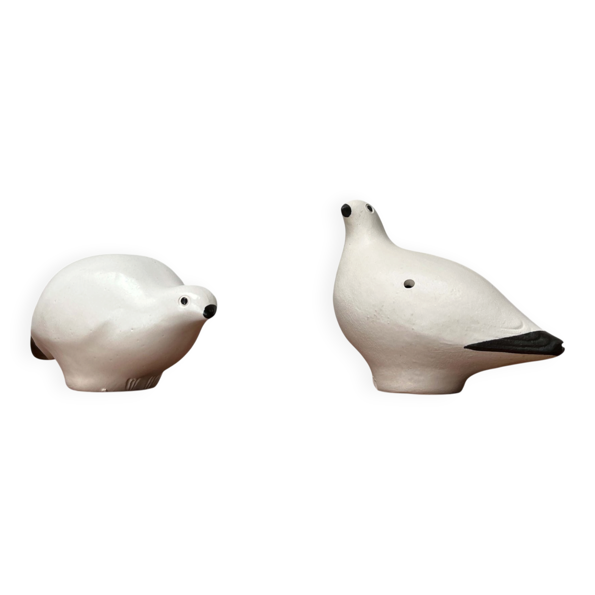 Vintage handmade ceramic bird whistles Riekko by Punainen Paja and Lintupaja, Finland, 1970s, set of 2.