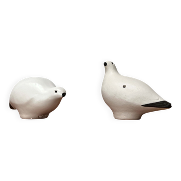 Sifflets d'oiseaux en céramique faits main vintage Riekko de Punainen Paja et Lintupaja, Finlande, années 1970, lot de 2