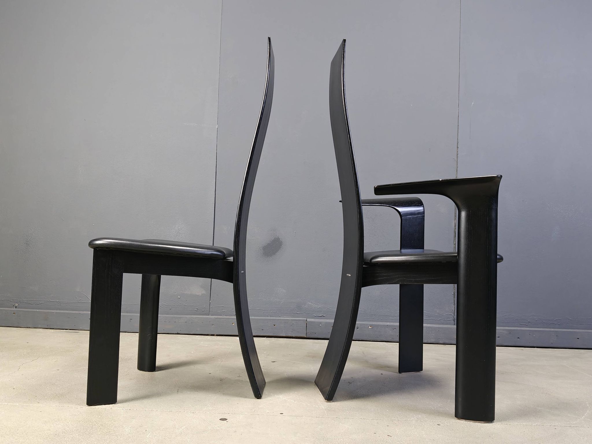 Set of 6 belgian high back dining chairs, 1980s