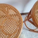 Suite of 3 bar caned vintage stools