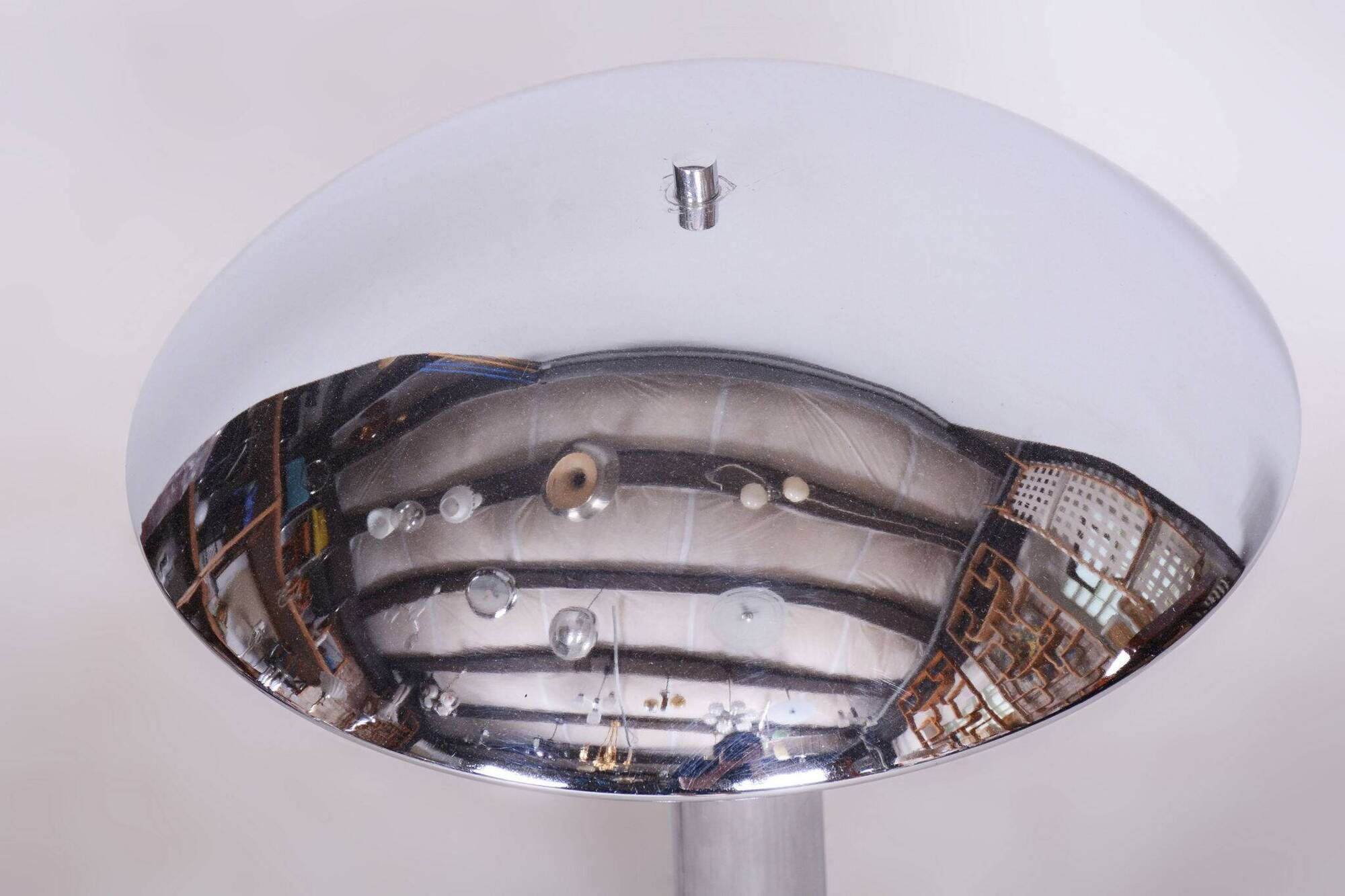 Original artdeco table lamp, chrome, functional electrification, czechia, 1930s