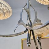 French chandelier, with pink glass shades, Art Deco