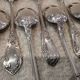 10 silver-plated metal coffee spoons, PG style, Art Nouveau flowers.
