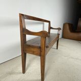 Solid oak bench. Folk art