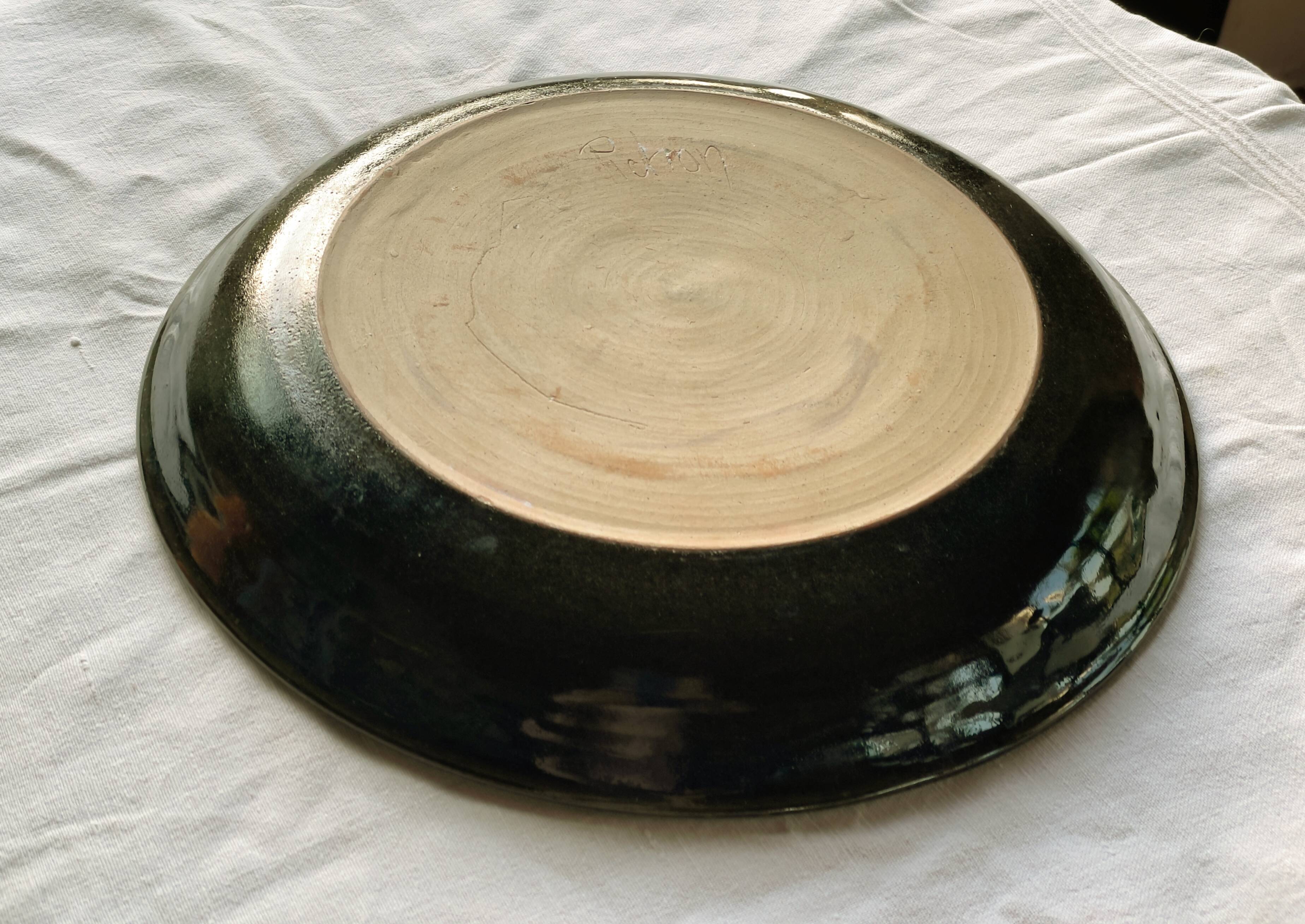 Large Pichon stoneware dish 1960