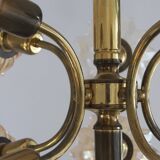 Plafonnier Mid-Century en Laiton et Verre de Sische Leuchten