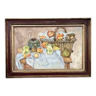 Framed still life painting from the 80s