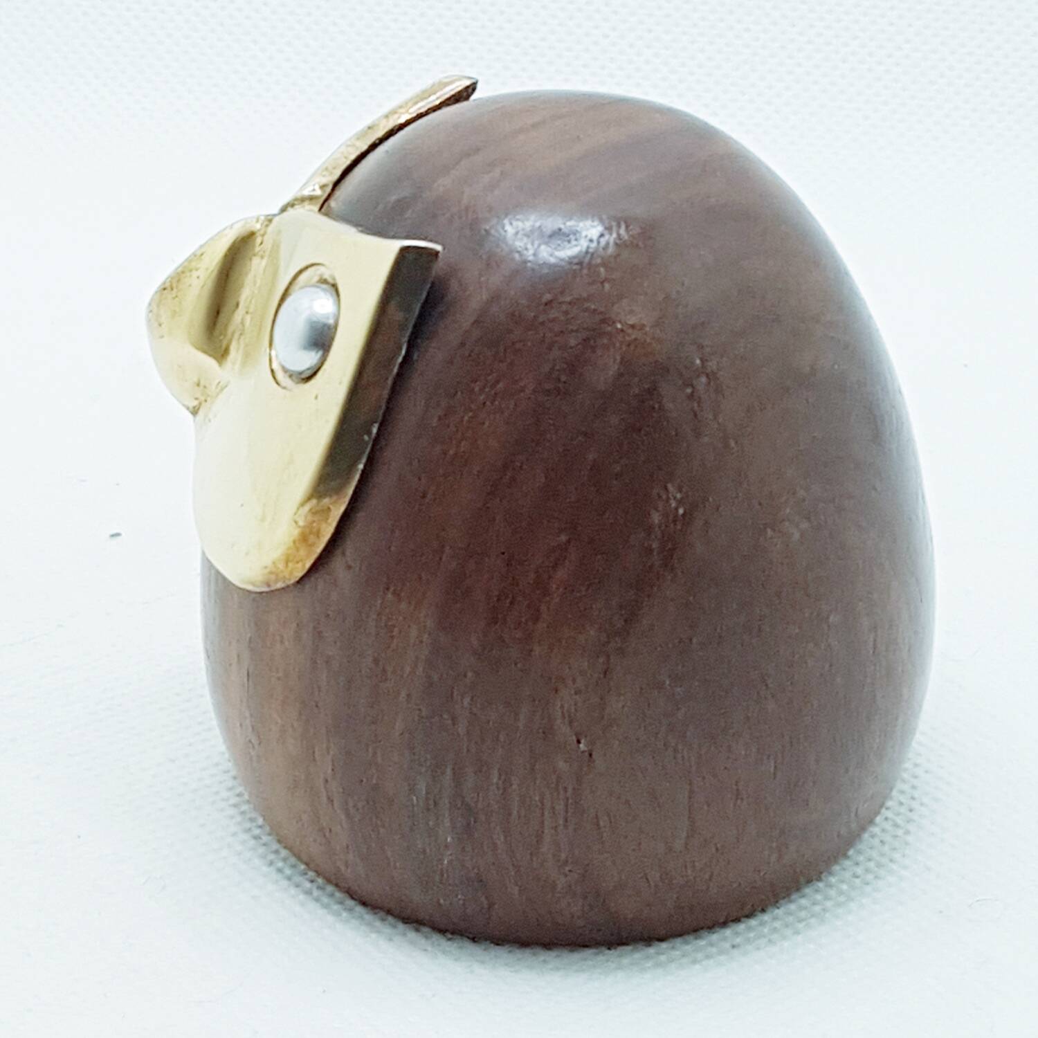 Solid wood & brass owl paperweight