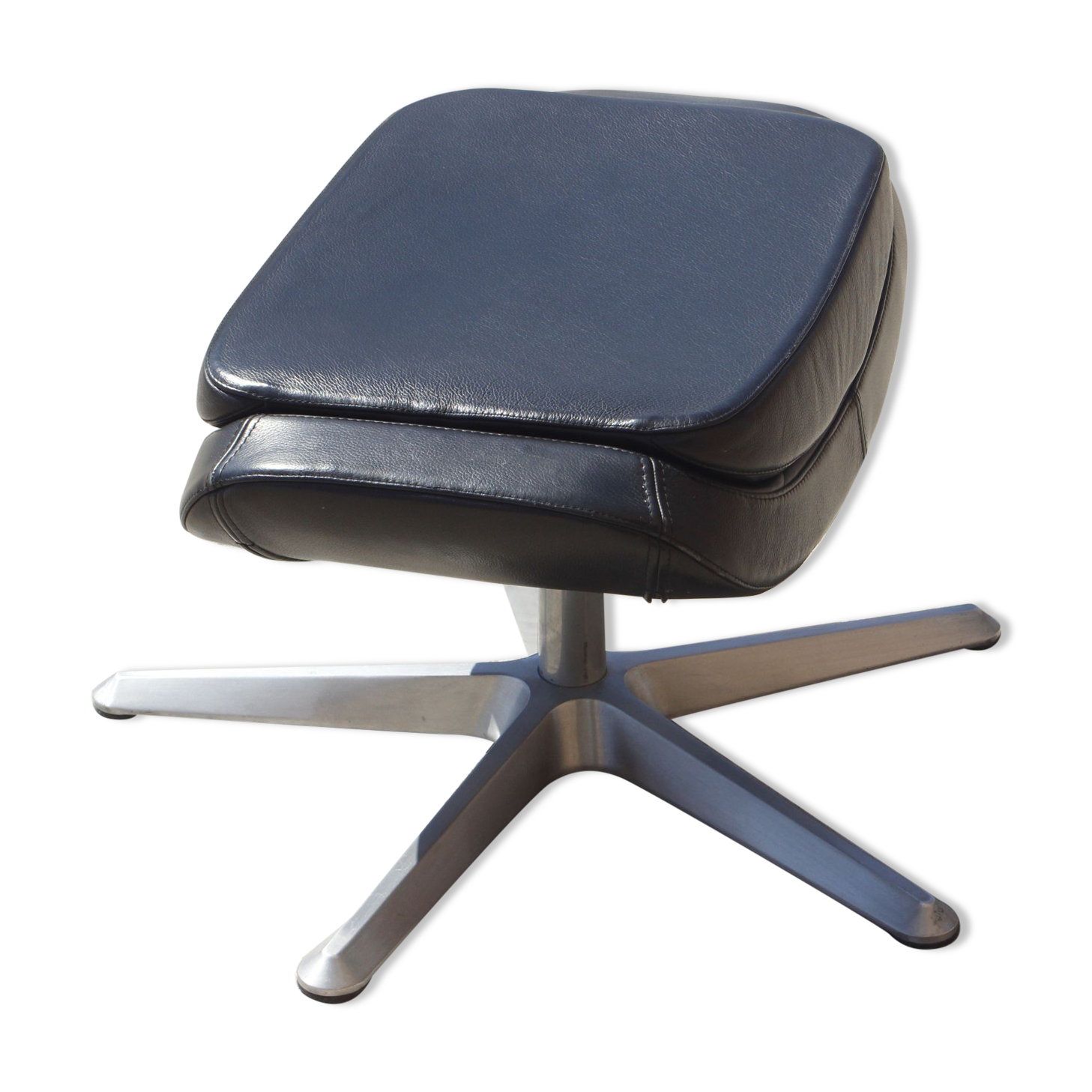 Ottoman Vintage in Leather and Aluminium, 1970s