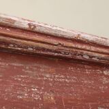 Rustic Parisian cabinet in pine wood with old burgundy paint layers, ca. 18