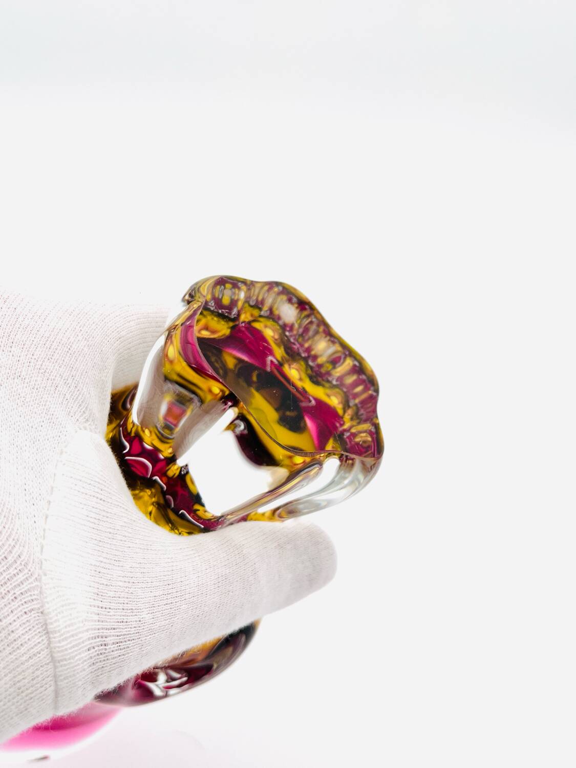 Vase - Sommerso - Josef Hospodka in fuchsia and amber yellow crystal