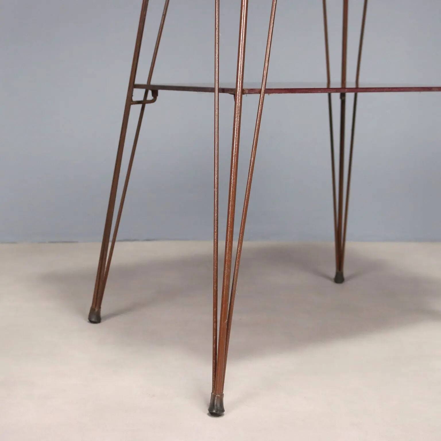Vintage metal side table with double glass top, Italy, 1960s.
